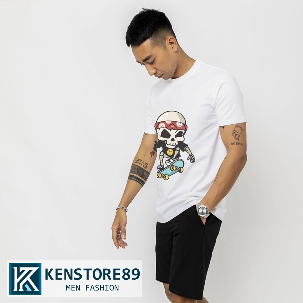 Áo thun nam cổ tròn DREW ĐẦU LÂU LƯỚT VÁN tay ngắn cotton 100% KENSTORE89 ATK002