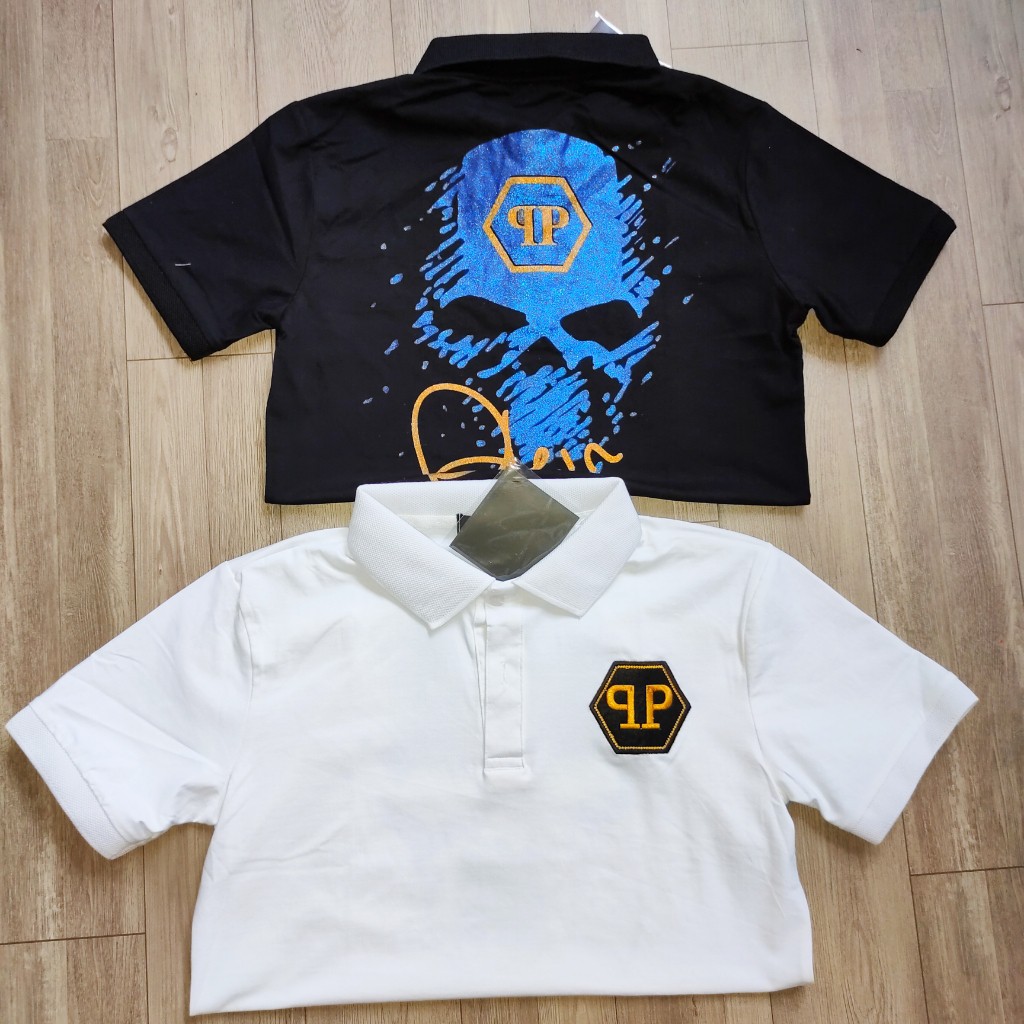 Áo thun nam cổ trụ áo thun polo nam in hình đầu lâu ánh nhũ mẫu mới với chất vải co dãn không phai xù khi giặt | BigBuy360 - bigbuy360.vn