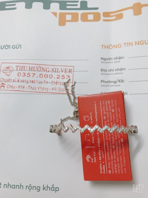 Lắc tay đính đá xi bạch kim - dây rút chỉnh được chiều dài