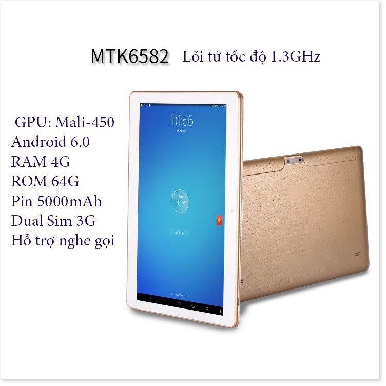 Máy tính bảng Tablet MTK6582 1.3GHz RAM 4G/ROM 64G 10.1inch Android 6.0 Gia Dụng SG