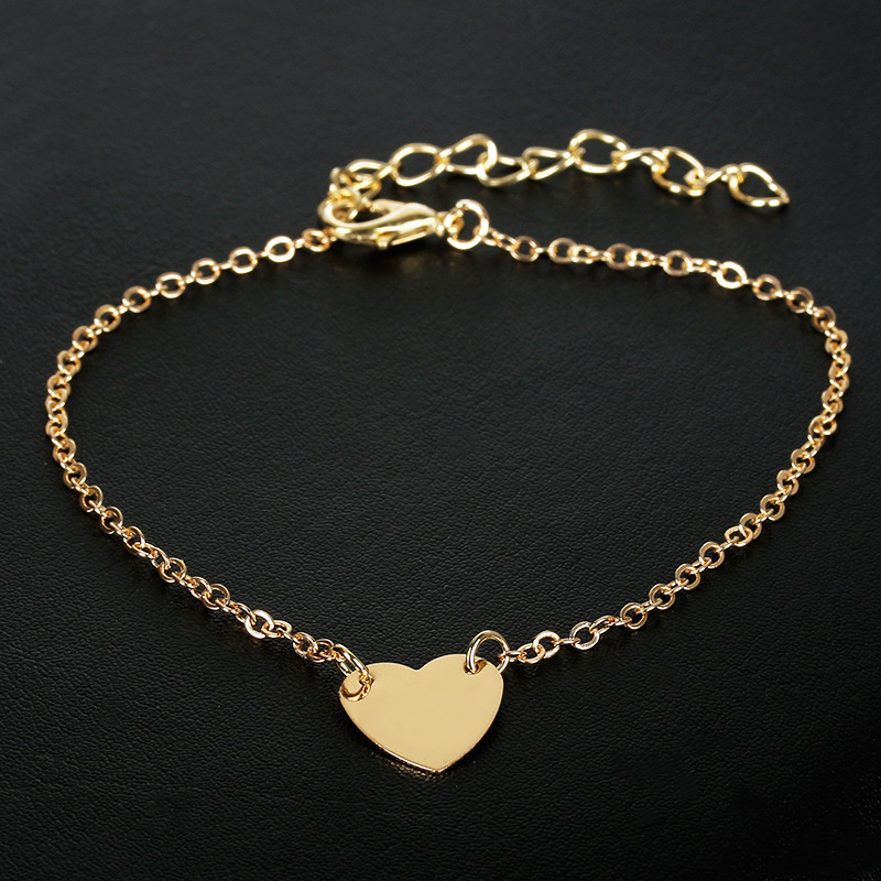 ✨ 【✅COD】 ✨European American Foreign Trade Fashion Simple Love Peach Heart Bracelet Anklet Hand Jewelry Cheap Wholesale