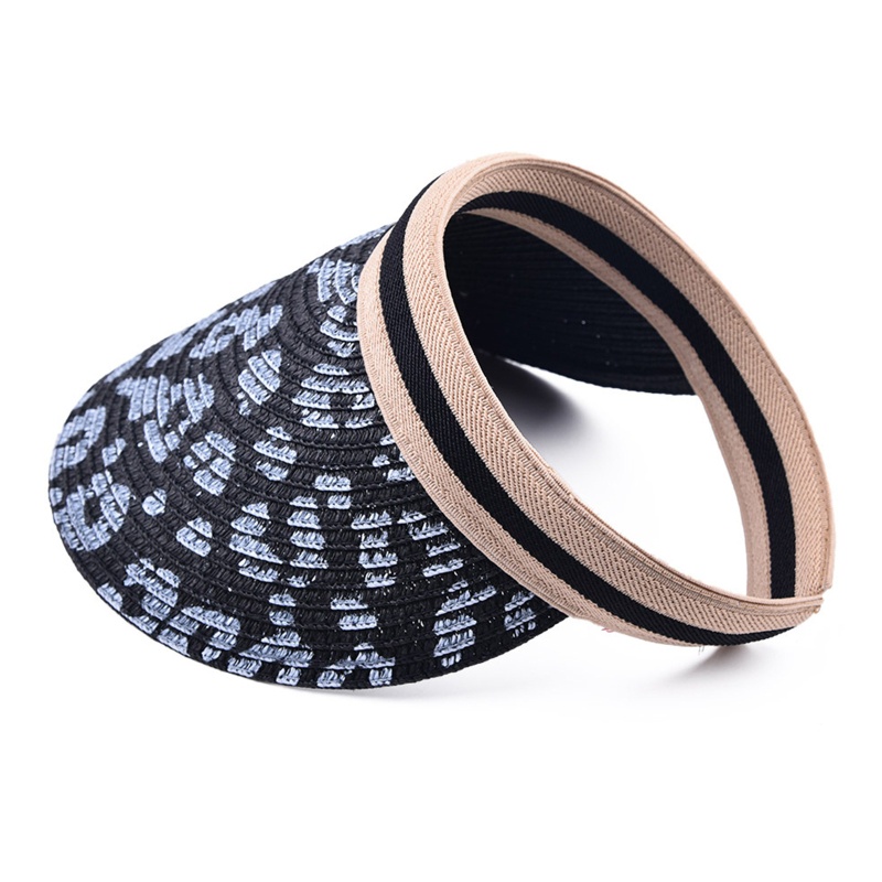 Nón Rộng Vành Hở Chóp Chống Nắng Họa Tiết Da Báo Phong Cách Retro