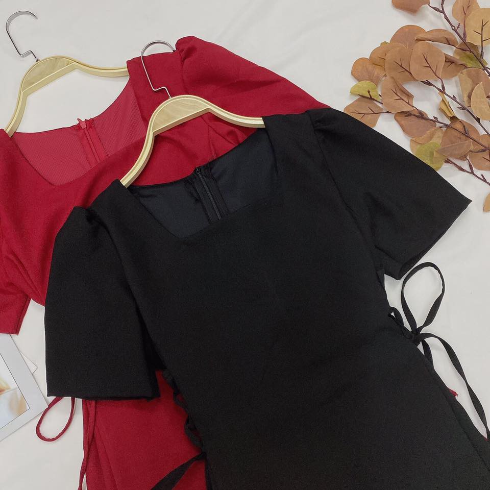 [Mã SKAMA06 giảm 8% tối đa 50K đơn 250K] ĐẦM MIDI CỔ VUÔNG ĐAN DÂY EO | BigBuy360 - bigbuy360.vn