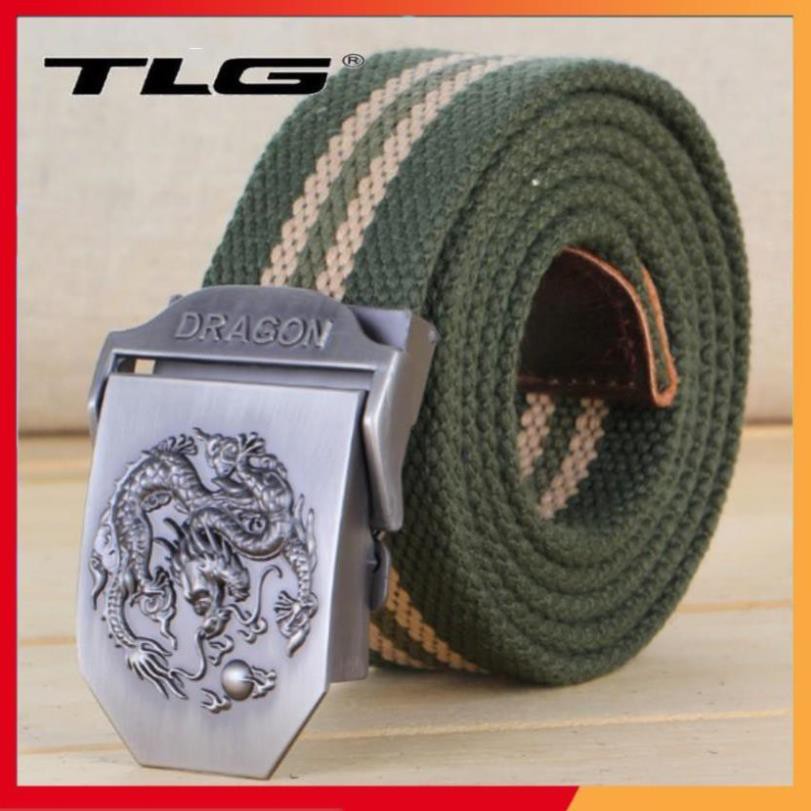 ❤️Deal Sốc❤️ Thắt lưng nam dù đầu rồng Đồ Da Thành Long 924 5(xanh sọc) tặng 01 bút bi cao cấp TLG M 410