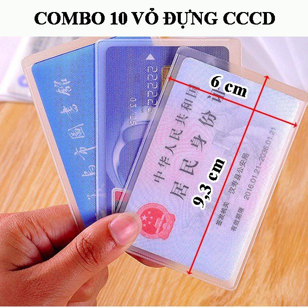 Set 10 Vỏ Bọc Thẻ Trong Suốt, Túi Đựng Thẻ Căn Cước Công Dân, Bằng Lái Xe, Thẻ Ngân Hàng, Bao Bọc Thẻ Đa Năng-ATOM_devi