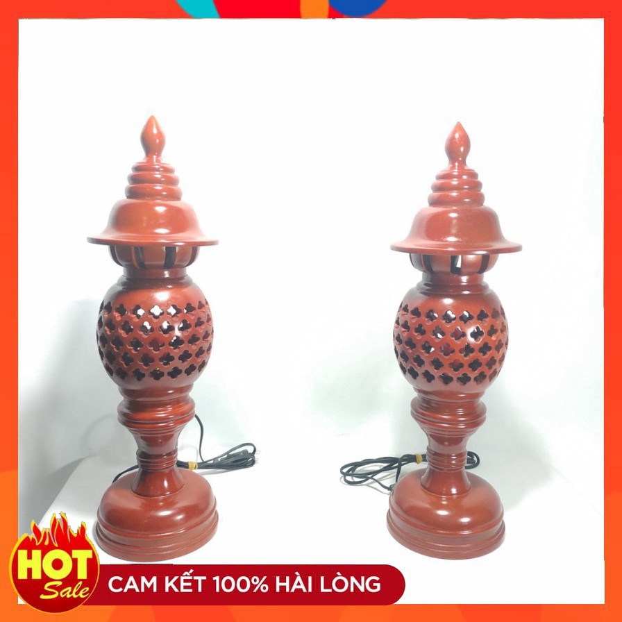 ((SIÊU HOT )) BỘ ĐÔI ĐÈN THỜ  ÀM BẰNG GỖ PHONG THỦY- KÈM BÓNG THỜ ( LOẠI CAO 48CM) ẢNH THẬT ((SIÊU SALE))