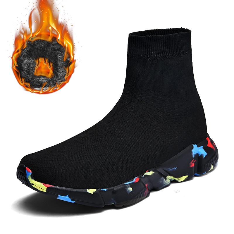 Giày bốt cổ cao phối lông giữ ấm màu sắc thời trang mùa đông cho nam và nữ size 34-47
