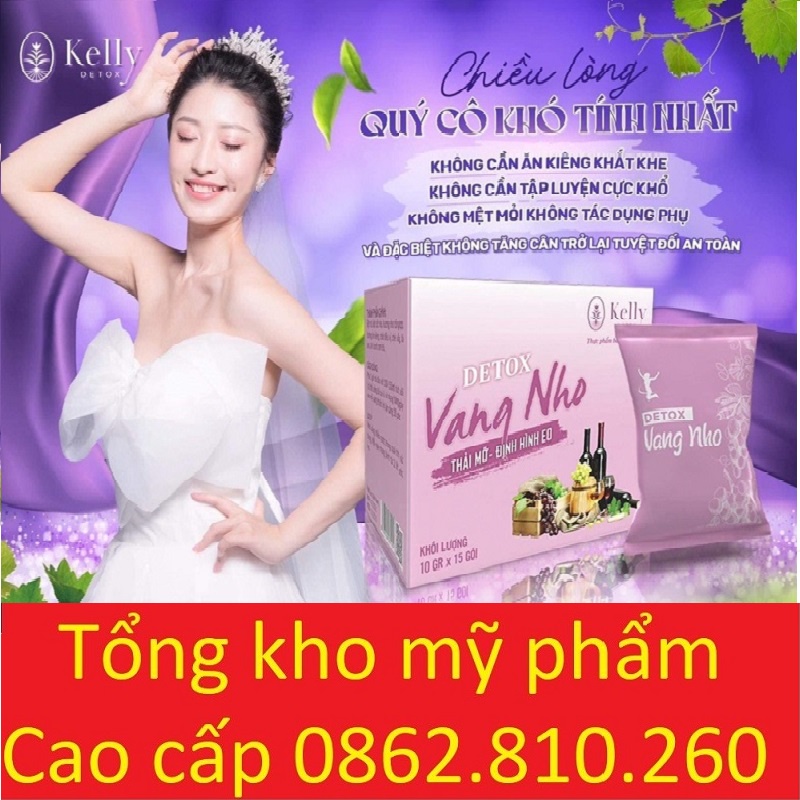 Trà giảm cân vang nho detox , kelly detox giảm cân vị vang nho chính hãng 100%