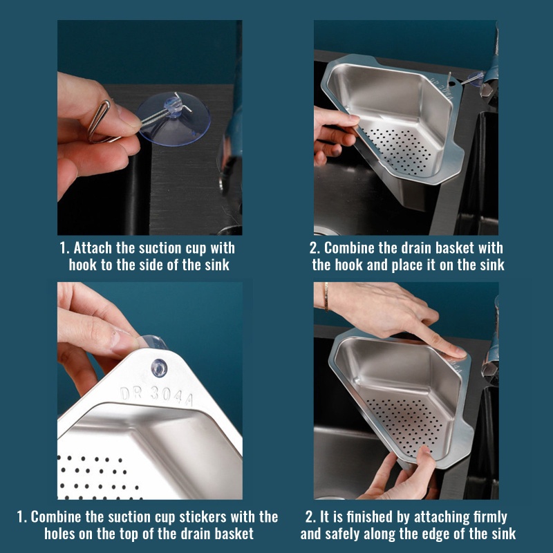 Giá Đỡ Đựng Mút Rửa Chén / Đồ Lọc Rác Bằng Kim Loại Gắn Bồn Rửa Nhà Bếp Tiện Dụng