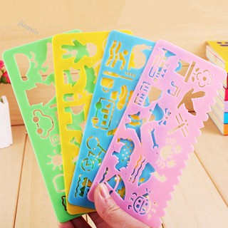 COD-4Pcs Template Image Ruler DIY Paper Card Craft Painting Stencil Drawing Tool