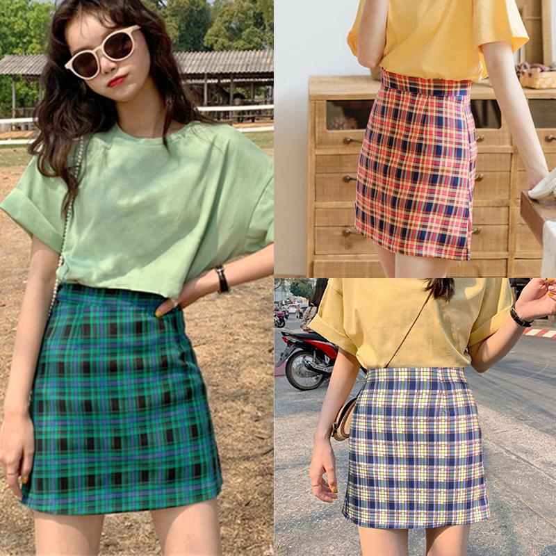 Chân Váy Chữ A Lưng Cao Họa Tiết Caro Phong Cách Hàn Quốc | BigBuy360 - bigbuy360.vn