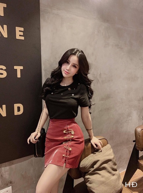 Chân váy da gim băng