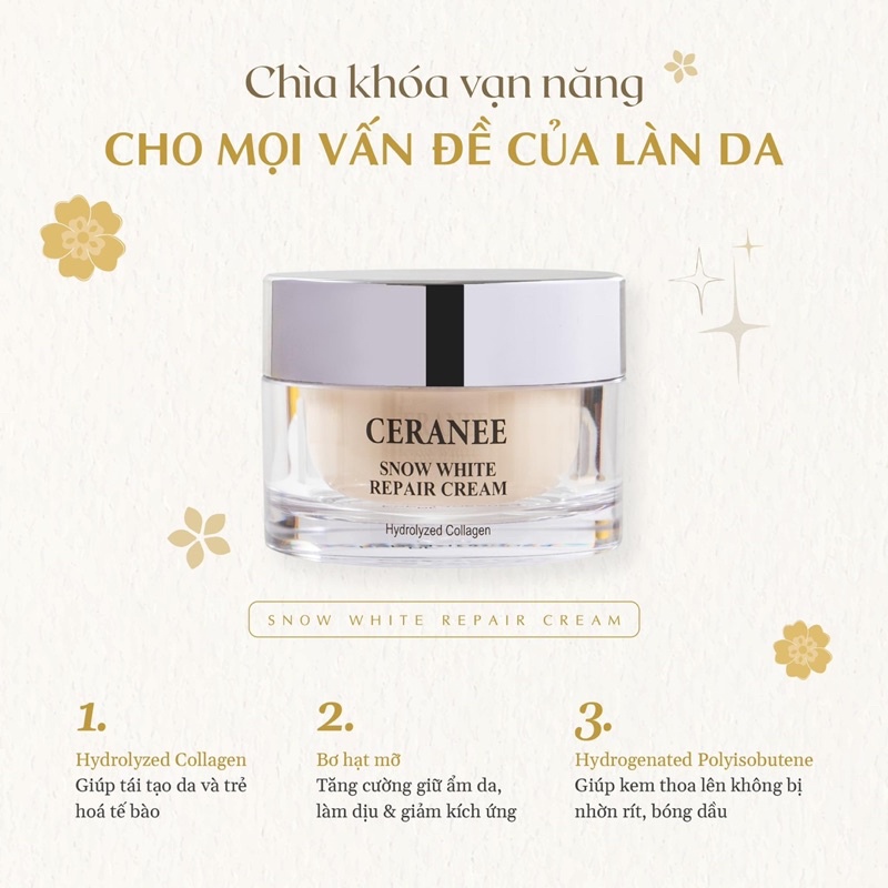 Kem collagen thủy phân thẩm thấu sâu tế bào da, chống lão hóa, căng bóng da xóa mờ thâm nám Ceranee Hàn Quốc chính hãng