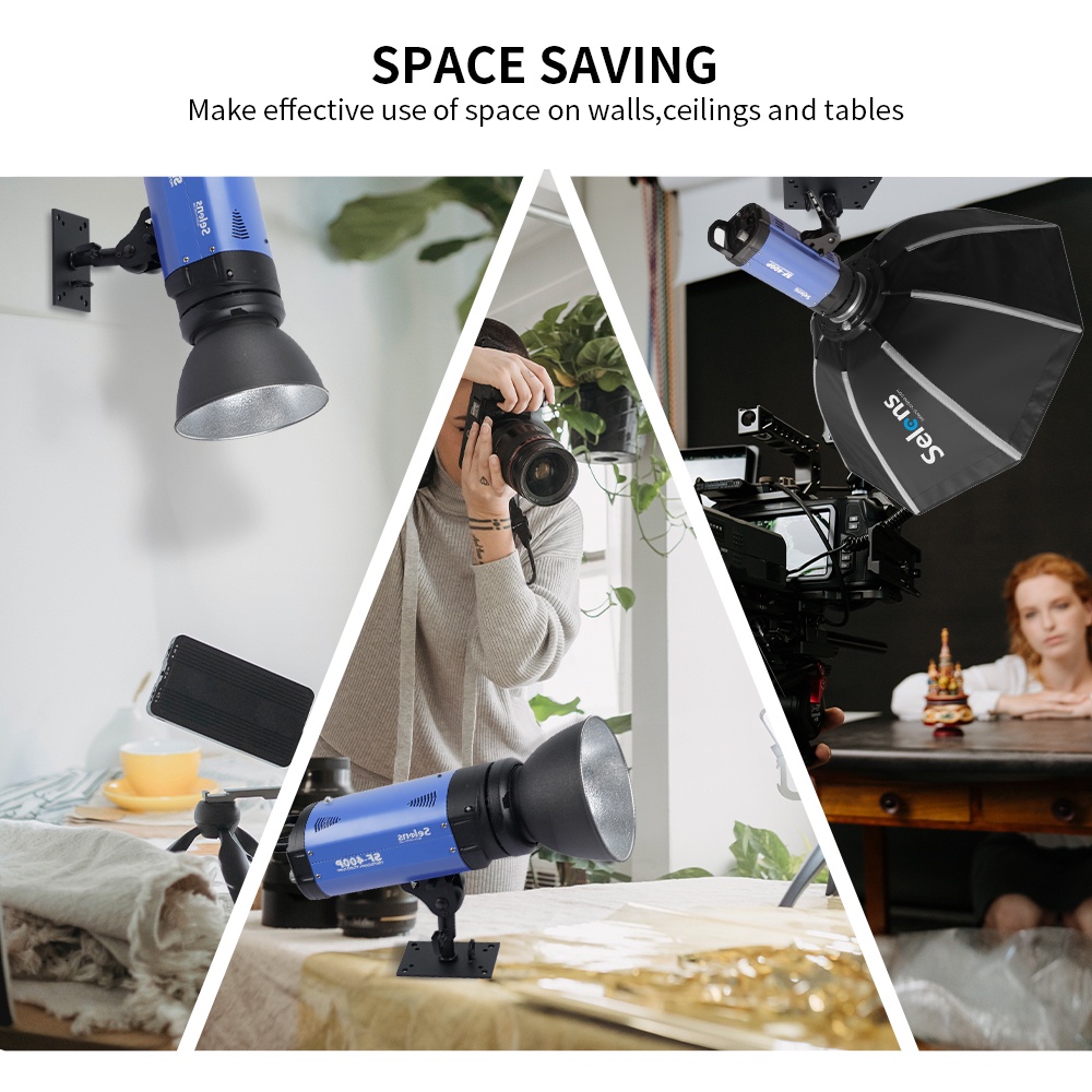 Giá đỡ đèn gắn tường trần nhà Selens 5/8&quot; dùng cho phim trường chụp ảnh