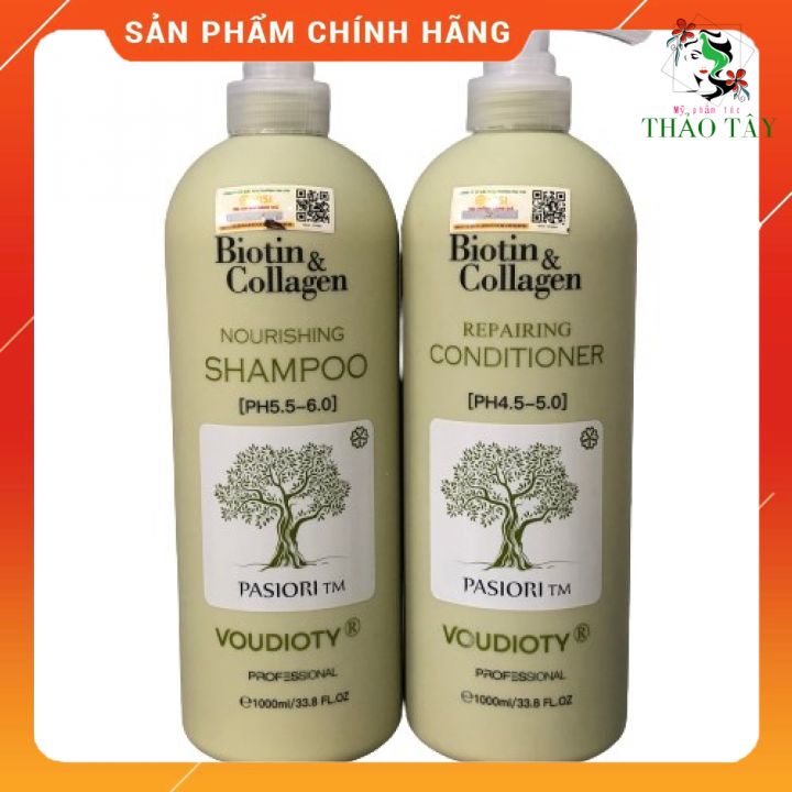 BỘ DẦU GỘI XẢ VOUDIOTY BIOTIN COLLAGEN XANH RÊU CHO TÓC DẦU 1000ML*2 (NEW 2021) - Cặp