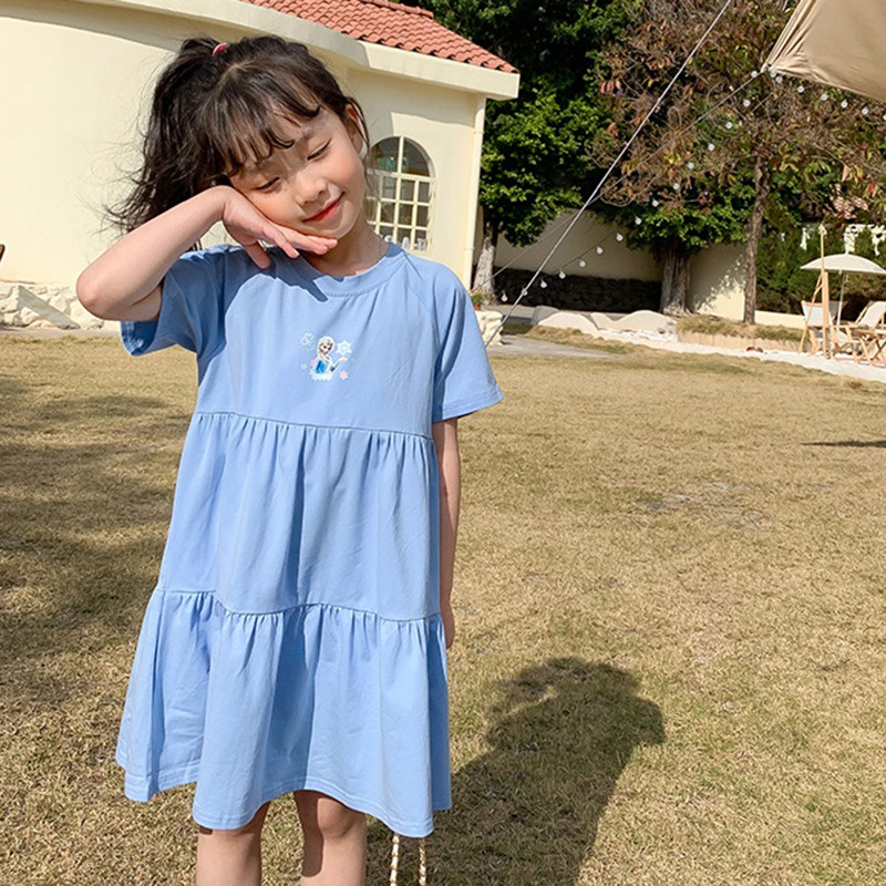 Đầm Công Chúa Mùa Hè Tay Ngắn In Họa Tiết Hoạt Hình Cho Bé Gái Se7en