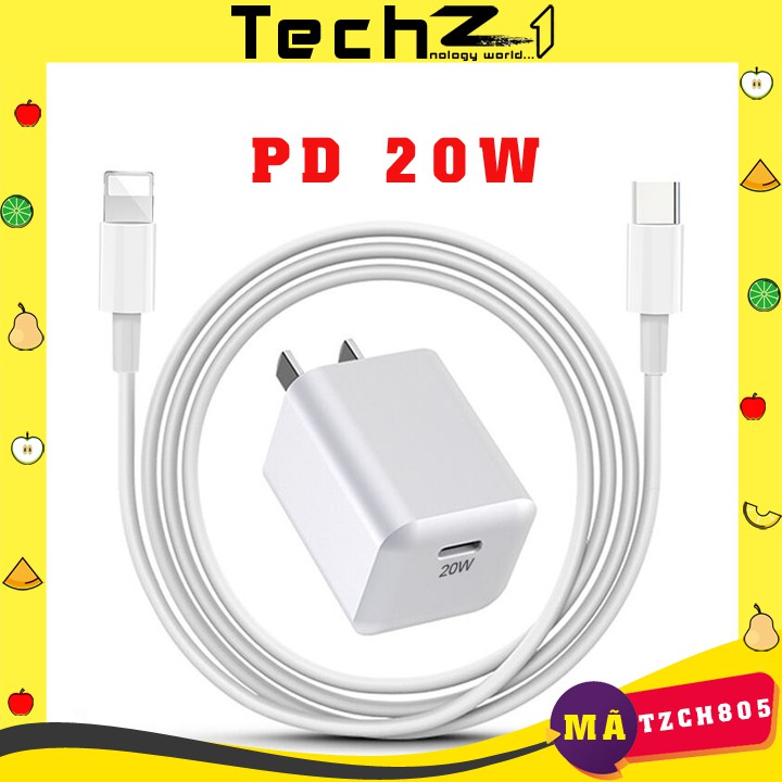 Bộ sạc nhanh (củ sạc PD20W + cáp Type C to ) cho IP- Mã TZCH805