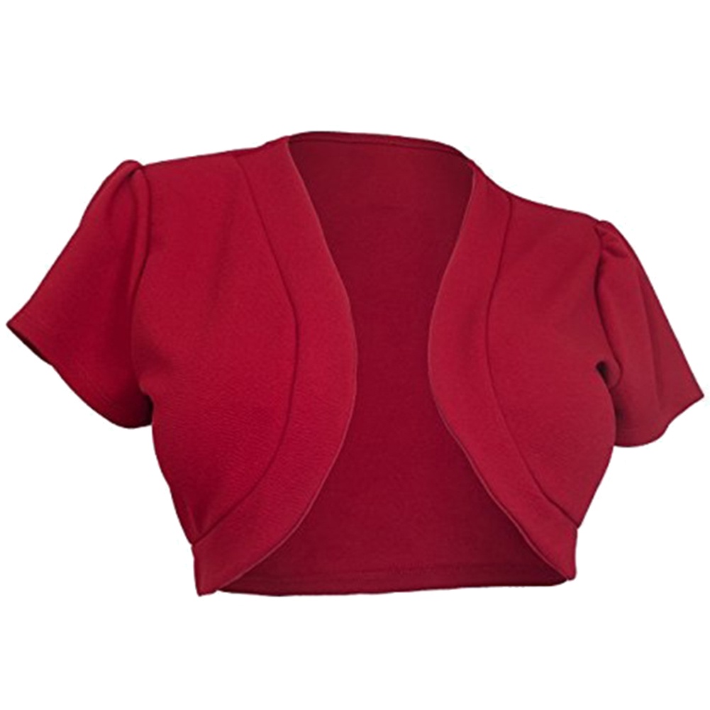 [mu-ph] Áo Khoác Ngắn Tay Ngắn Màu Trơn Cỡ Lớn Cho Nữ Bolero Shrug