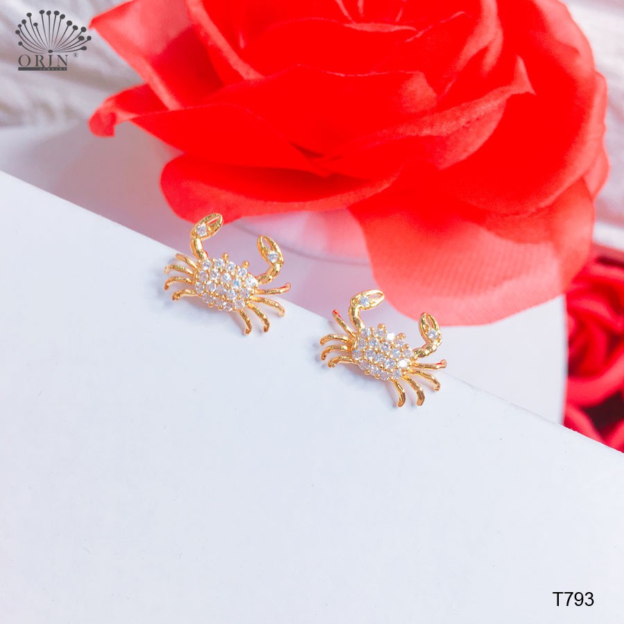 Bông tai nữ,khuyên tai hình con cua đính đá thiết kế cao cấp Orin T793