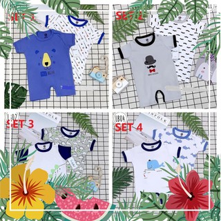 Hàng hè 2020: Sét 2 body đùi size từ sơ sinh đến 12M , chất cotton mềm mịn