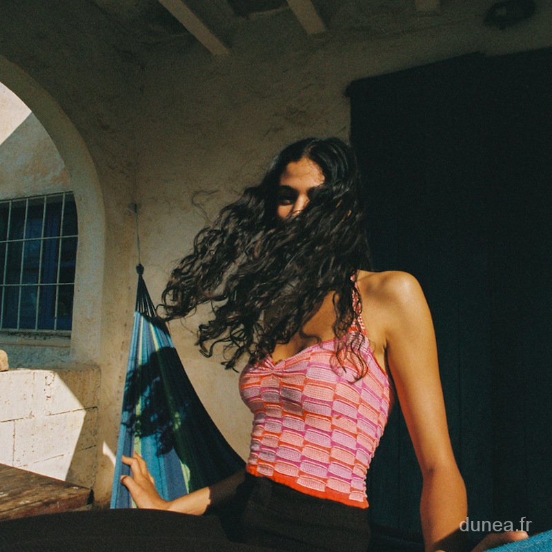 DUNEA Áo Tank Top Dệt Kim Chất Cotton Hoạ Tiết Kẻ Sọc Thời Trang Mùa Hè 0Ha5