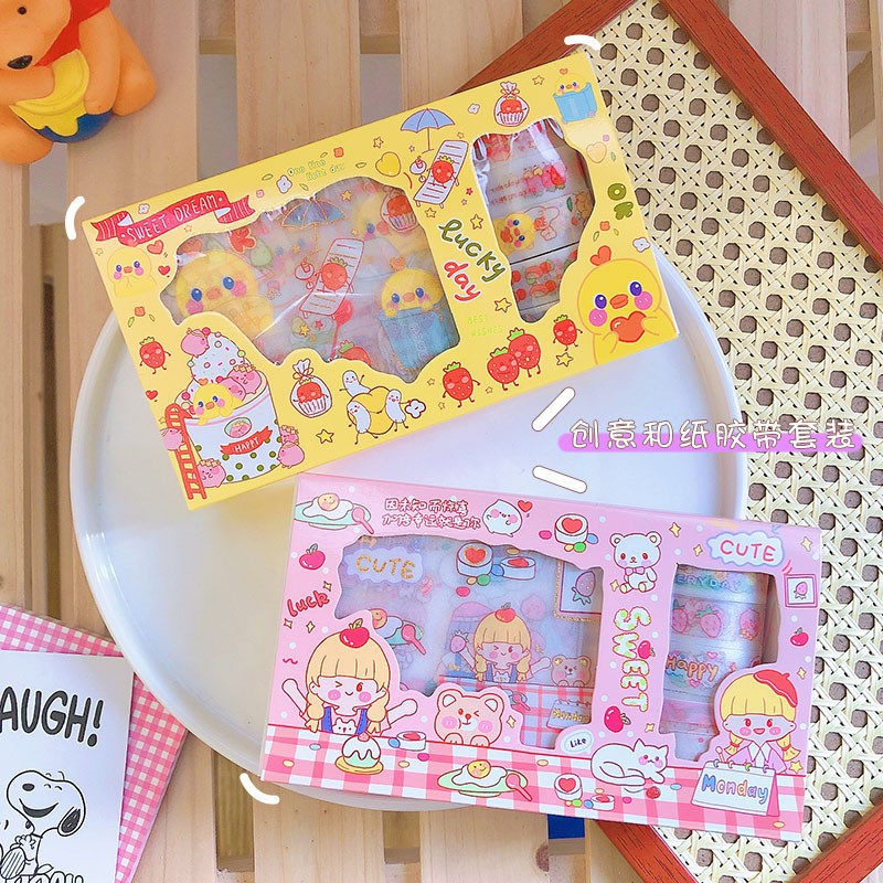 washi 1 hộp kèm sticker xinh xắn đáng yêu - Nami