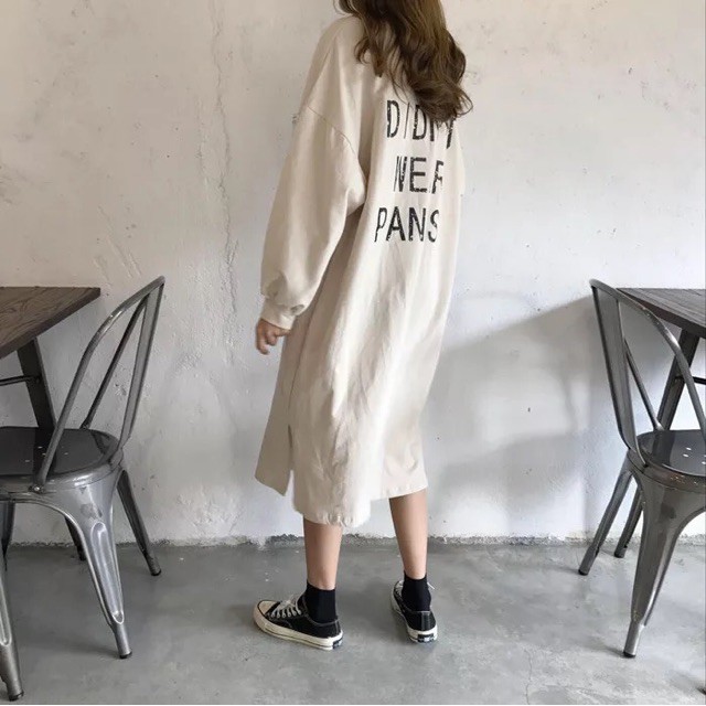 [Sẵn Nude, đen, hồng ] Đầm tay dài ulzzang / đầm suông dài | BigBuy360 - bigbuy360.vn