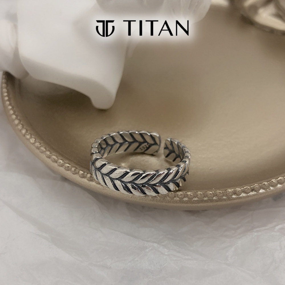 Nhẫn nam nữ họa tiết lá cây, nhẫn thời trang màu bạc 925 hiphop cá tính ring titan freesize không gỉ Titan Shop