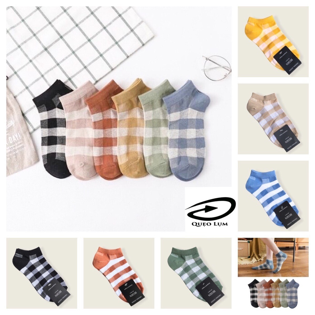 Tất (vớ) nữ caro cổ thấp nhiều màu V11