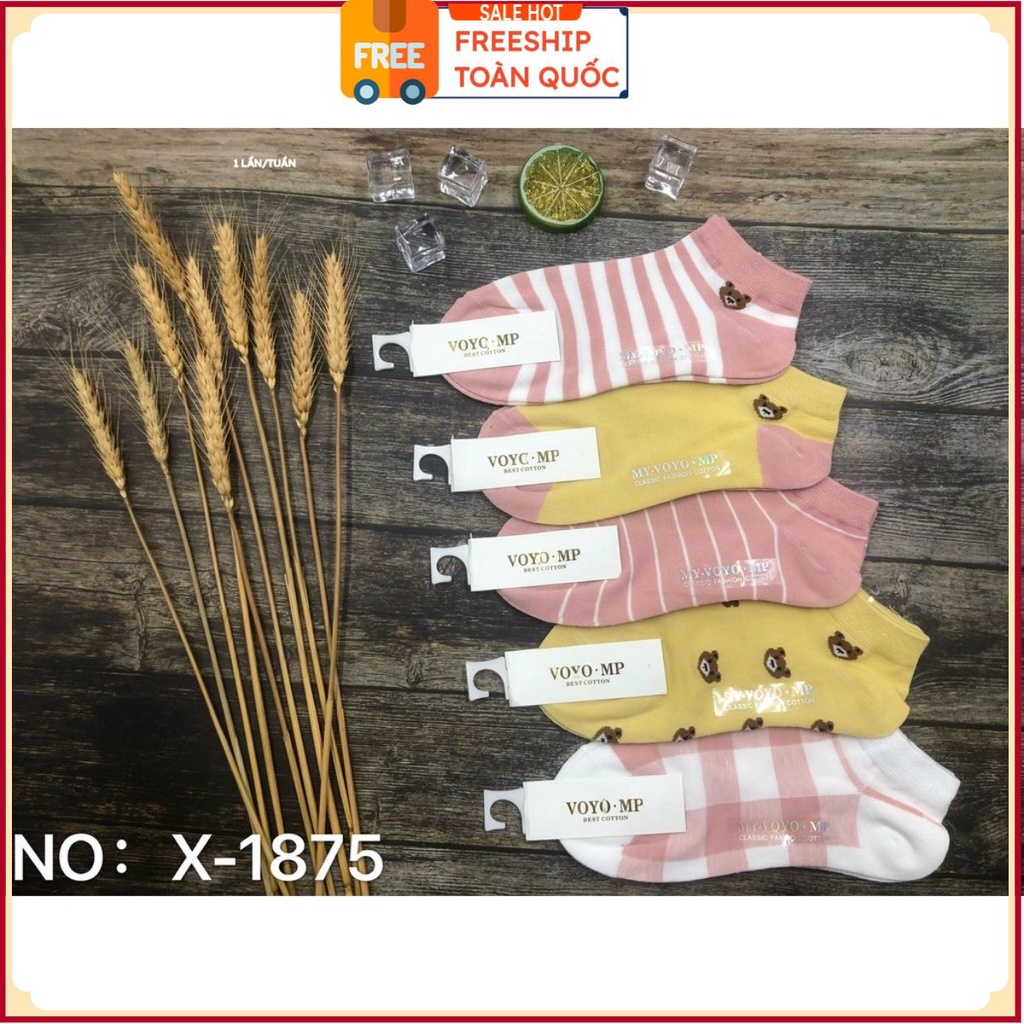 PVN36828 Set 10 Đôi Tất Nữ Cổ Ngắn Cotton Cute Hàn Quốc Vớ Nữ Cổ Ngắn Dễ Thương T2 . . . . .