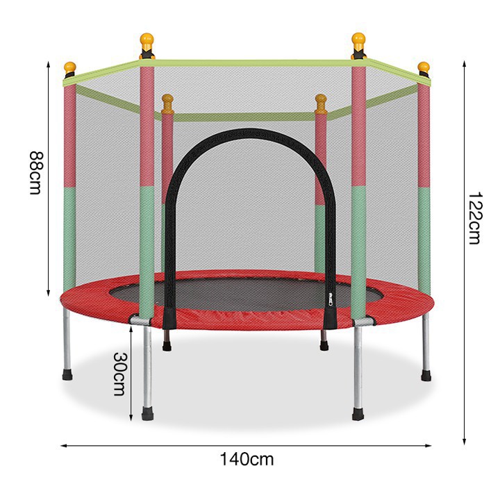 [𝑻𝒂̣̆𝒏𝒈 𝒃𝒐́𝒏𝒈] Nhà nhảy nhún, Nhà bóng trẻ em, nhà nhún lò xo lục giác có lan can, Đệm nhún lò xo cho bé