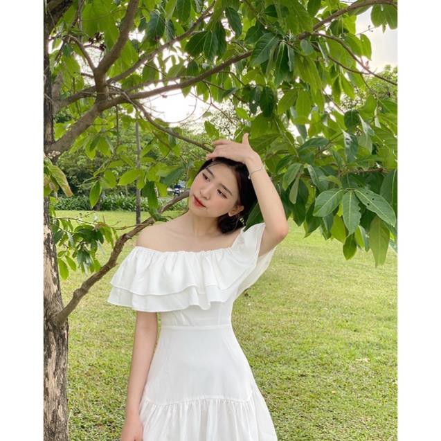Đầm Trễ Vai Thiế Kế Bèo Cổ- Hàng Thiết Kế Cao Cấp made by TeamLu