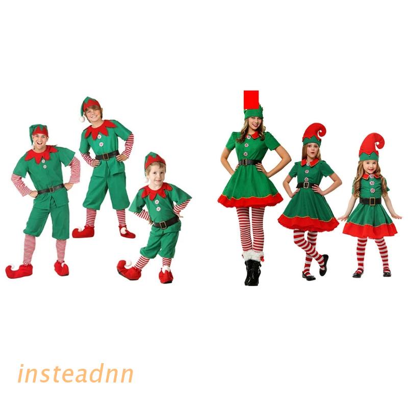 Bộ trang phục hóa trang yêu tinh màu xanh lá/ đỏ dịp giáng sinh/ halloween cho người lớn và trẻ em