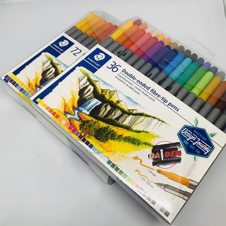 [DA ĐEN] Bút Marker 2 Đầu Fiber Tip Staedtler 3200 36/72 Màu