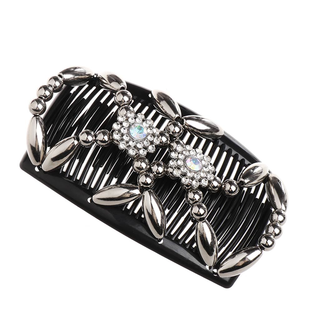 Lược Cài Tóc Hai Đầu Co Giãn Đính Hoa DIY|Kẹp Tóc Đính Hạt Tạo Kiểu Tóc Nhiều Màu Sắc