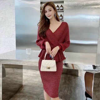 Set váy len nhũ kim tuyến sang chảnh