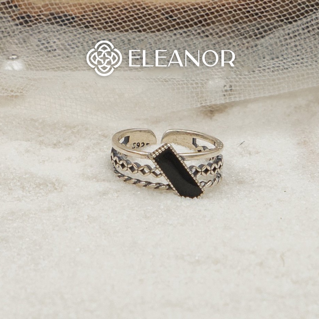 Nhẫn Bạc Eleanor Retro Đính Đá Đen Sang Trọng - SP000106