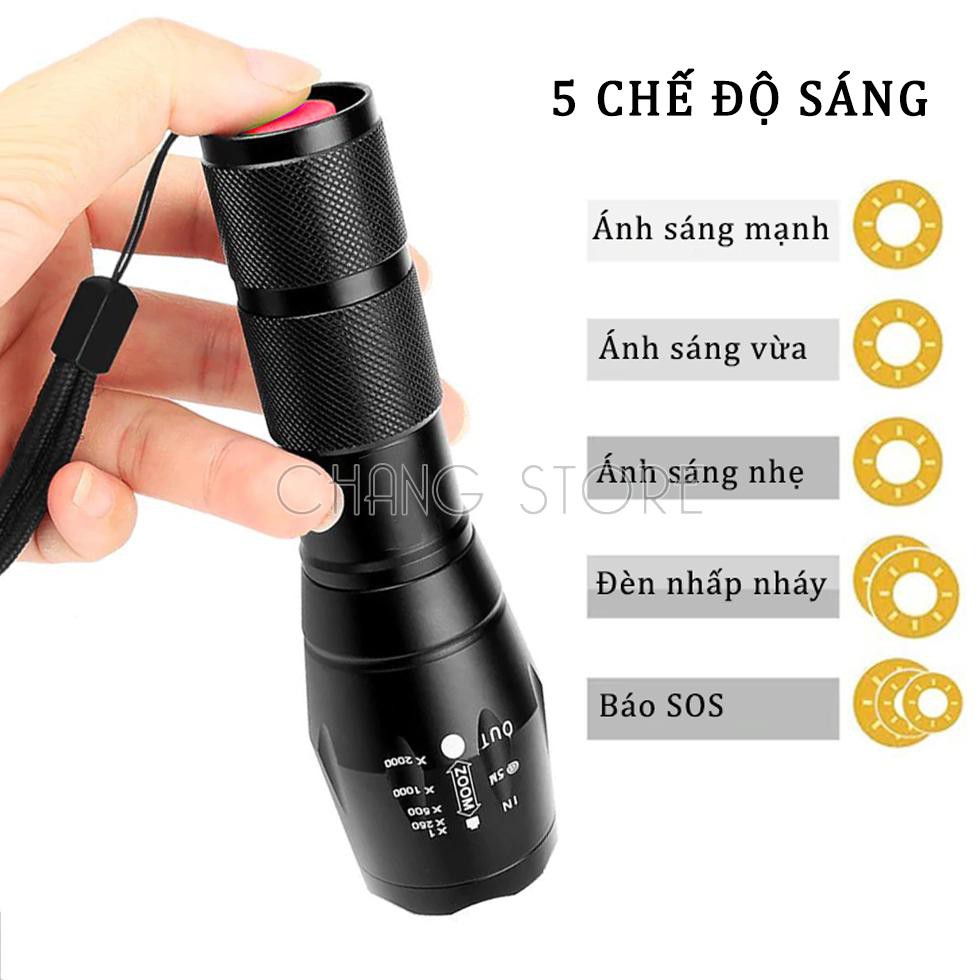 Đèn pin siêu sáng XML-T6 chống nước, thiết kế nhỏ gọn, tiện dụng, tầm chiếu sáng rộng