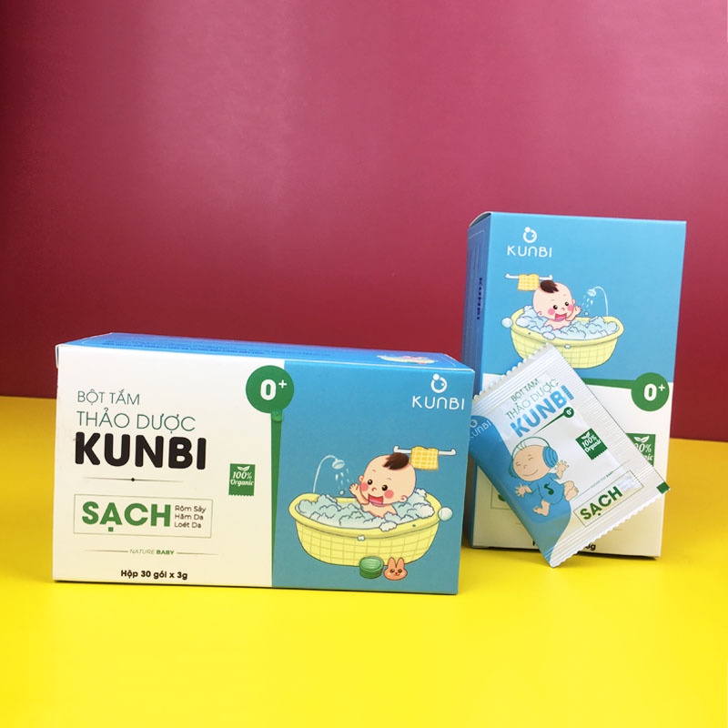 Bột tắm trẻ em thảo dược Kunbi hộp 30 gói 3g