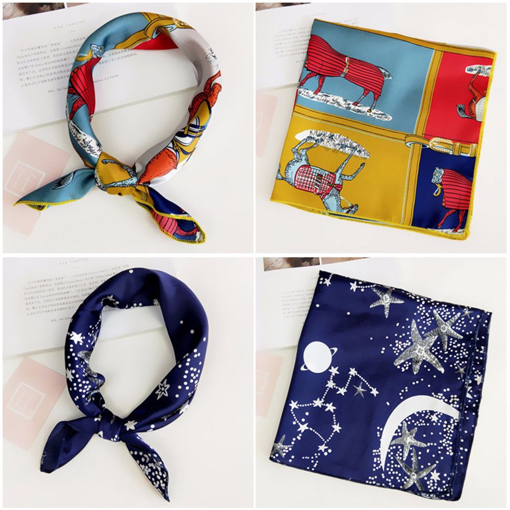 Khăn choàng cổ hình vuông vải lụa satin thời trang thanh lịch cho nữ