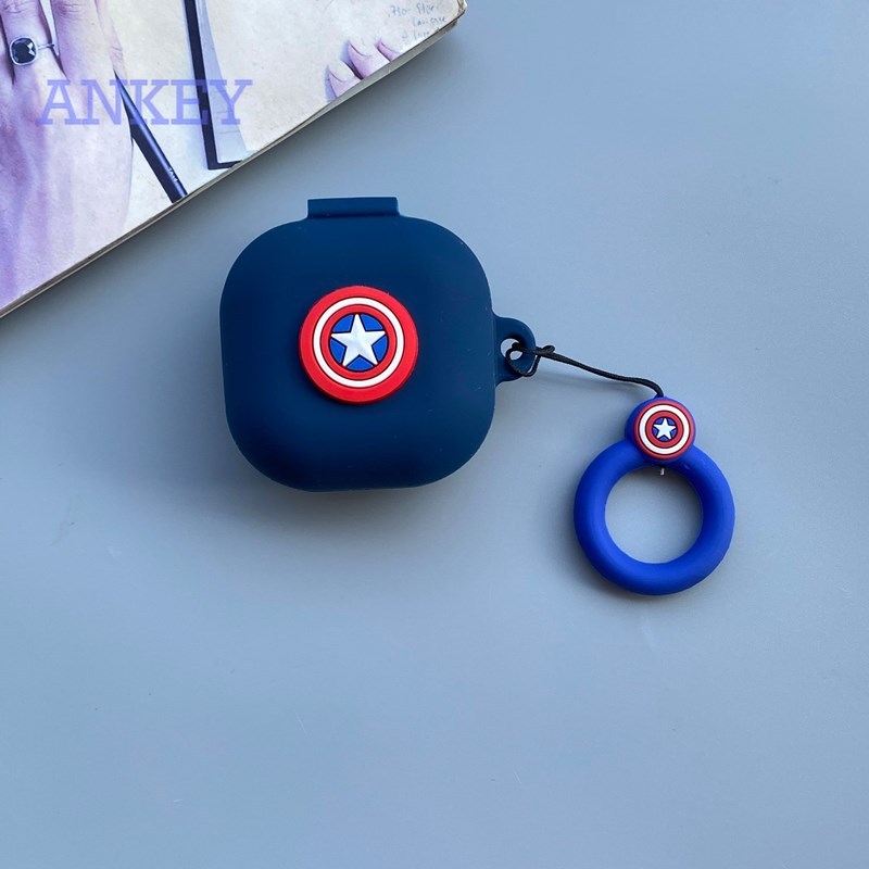 Samsung Galaxy Buds Live / Buds Pro / Buds 2 Vỏ silicon chống sốc hình Marvel có móc treo cho hộp tai nghe