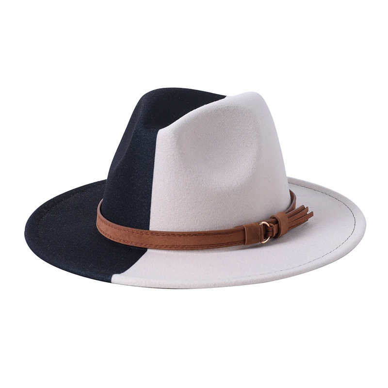 Mũ Cao Bồi Vải Nỉ Chống Nắng Phối Màu Retro Phương Tây Cho Nam