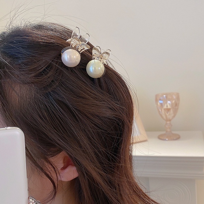 Kẹp Tóc Tai Thỏ Cỡ Nhỏ Đính Ngọc Trai Dễ Thương Phong Cách Nhật Bản