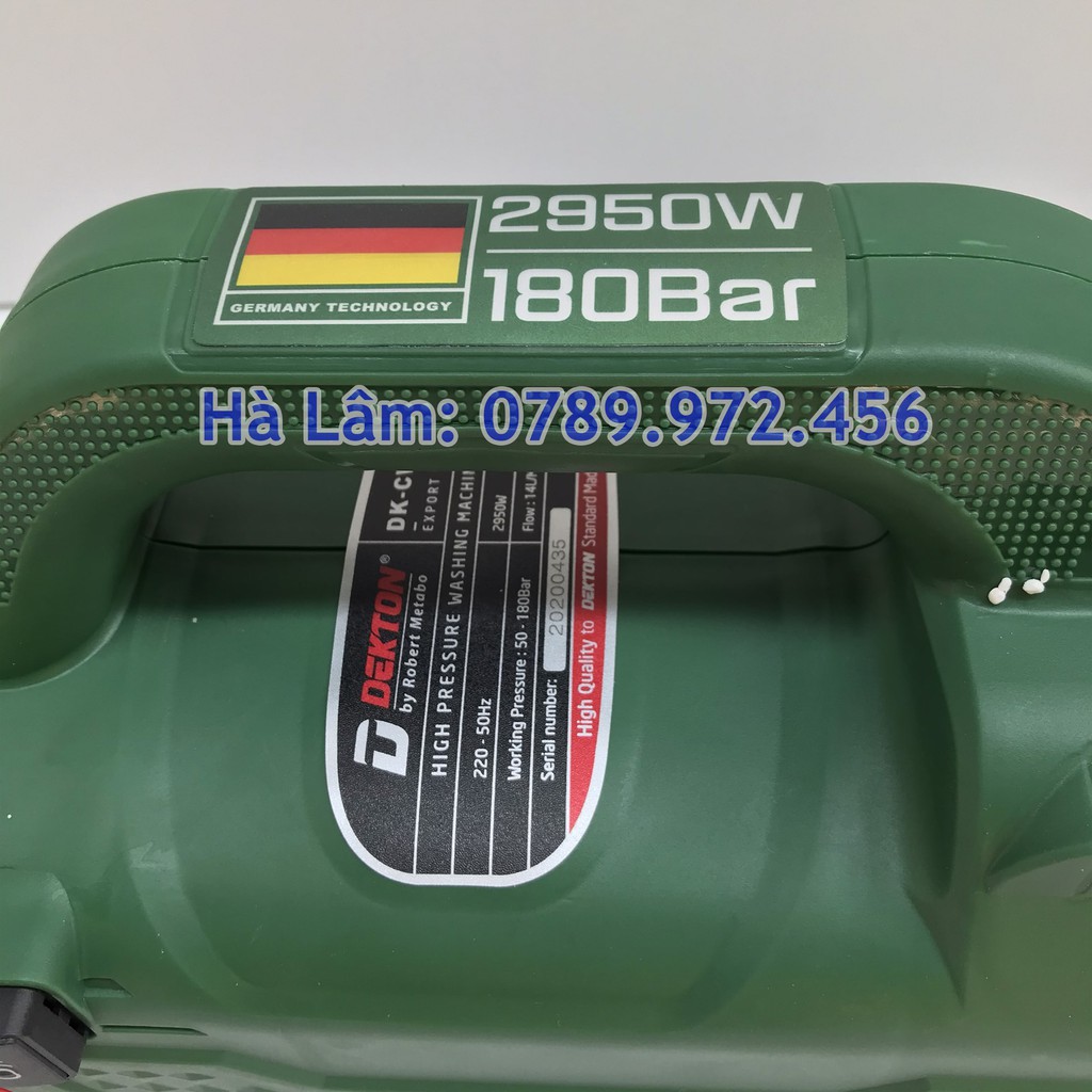 Máy Rửa Xe Chỉnh Áp DekTon 2950W - Cam Kết Chính Hãng - Bảo Hành 6 Tháng - Tặng Kèm Cút Nối Nhanh