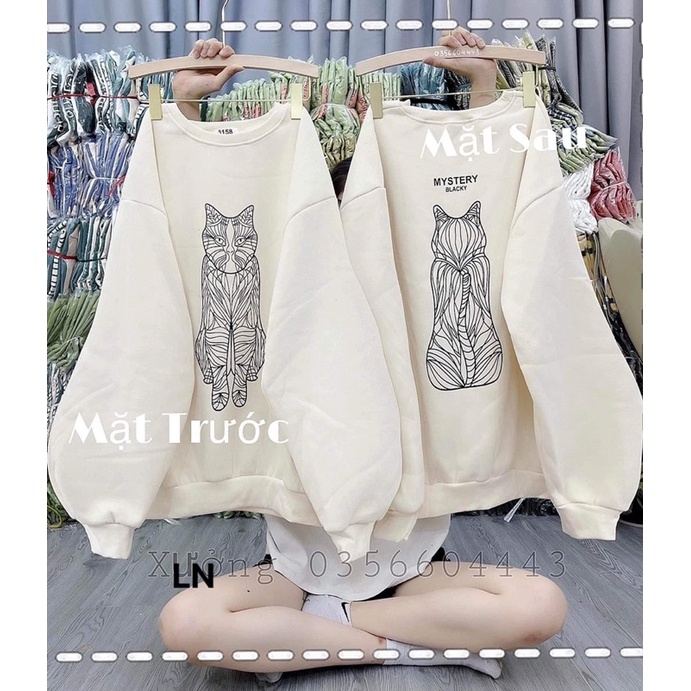 Áo nỉ bo cotton mèo vằn hai mặt LN12