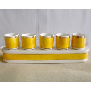 Bộ 5 ly nước thờ cúng bàn thờ gốm sứ vàng
