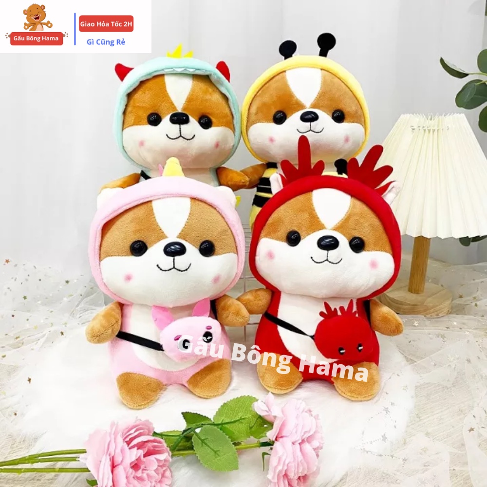 Gấu Bông Chó Shiba Cosplay Mềm Mịn Size Nhỏ 25 cm Hàng Cao Cấp Cho Trẻ Nhỏ Hama