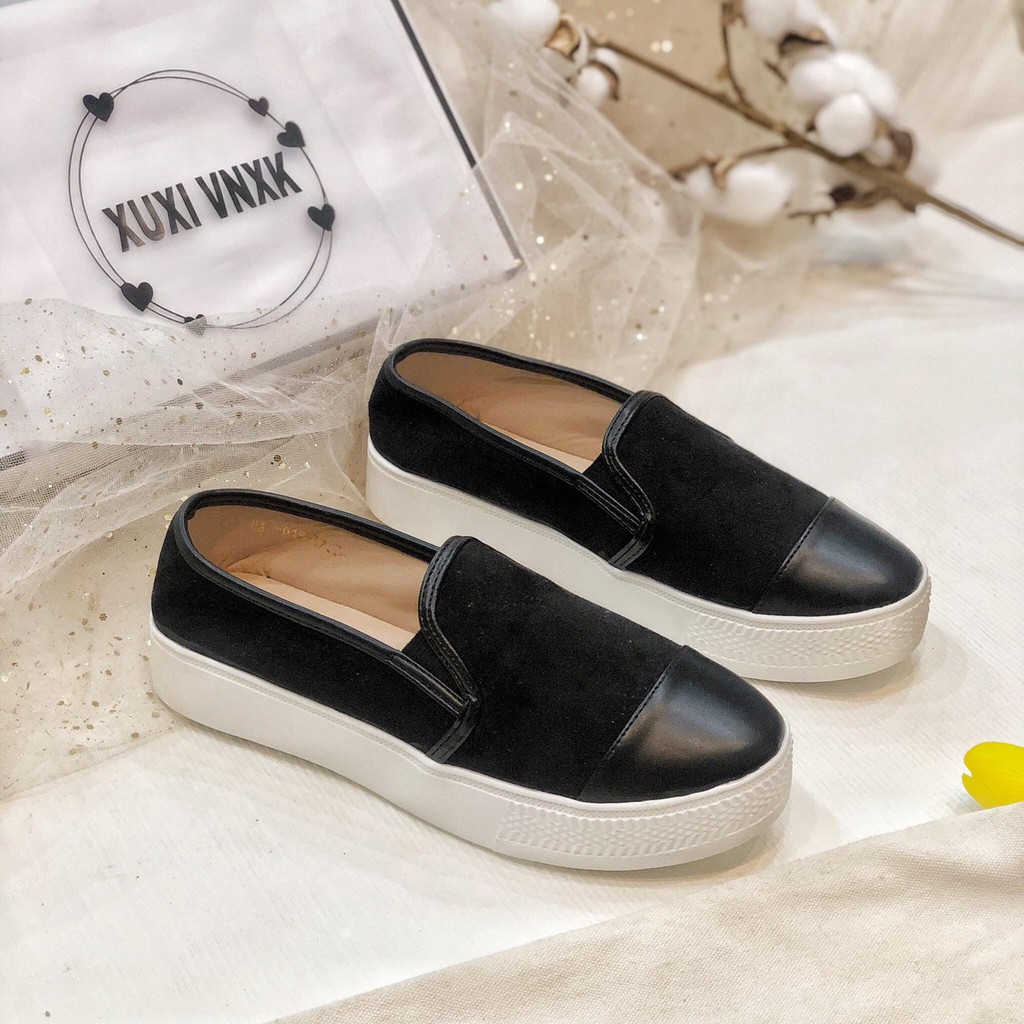 ( ảnh thật ) giày slip on da lộn mũi da | BigBuy360 - bigbuy360.vn
