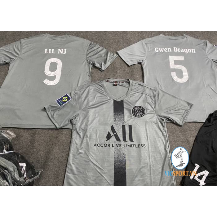 Áo Bóng Đá, Quần Áo Đá Banh Trẻ Em CLB PSG XÁM 2022-2023 Thun Lạnh - Vicsport