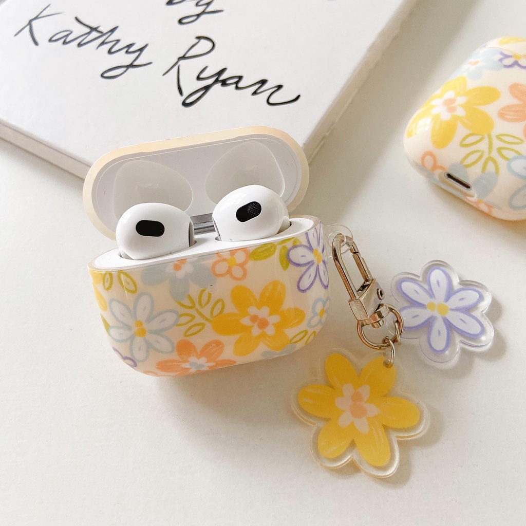 Vỏ Bảo Vệ Hộp Sạc Tai Nghe AirPods3 AirPods3 Màu Kem Trong Suốt Họa Tiết Hoa Dễ Thương 2021 Ốp